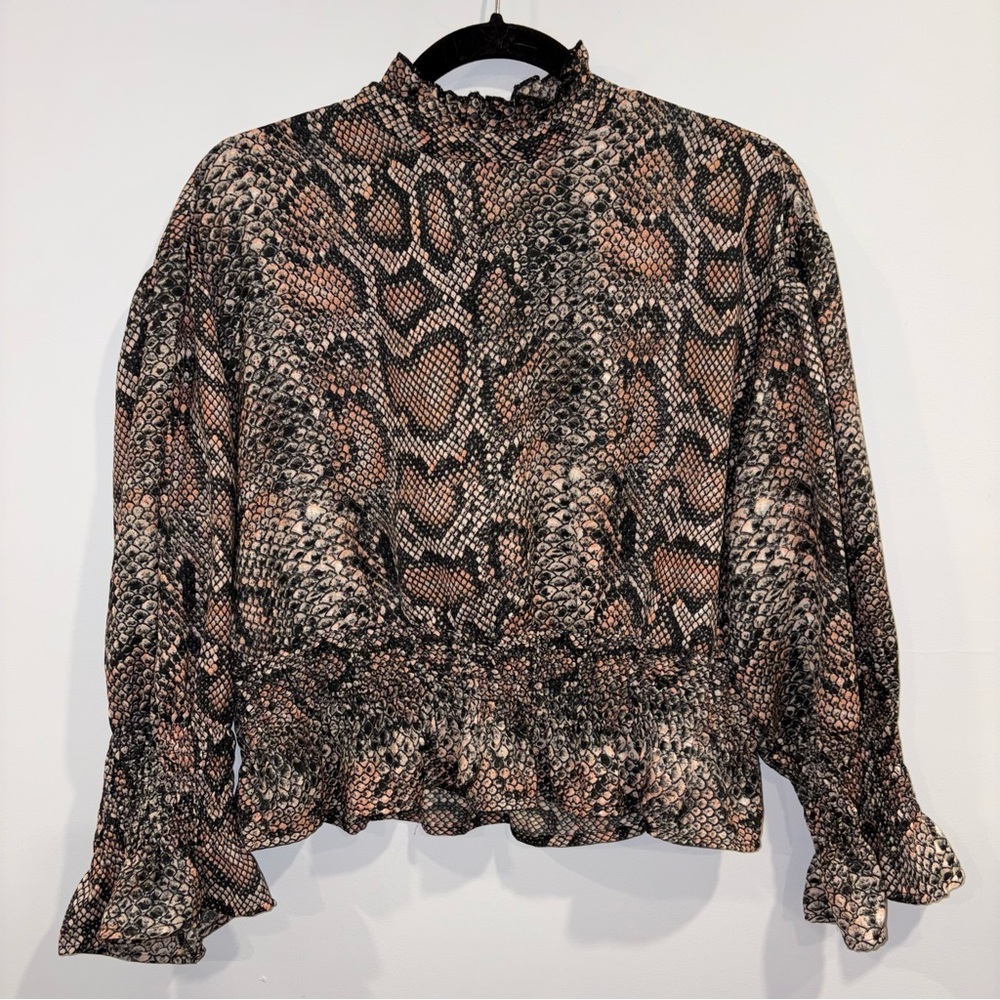 Snake Print Ruffle Blouse